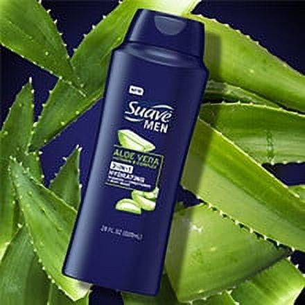 (4 pack) Suave Men 3-in-1 Shampoo, Conditioner & Body Wash, Soothing, Aloe Vera, Bergamot & Vitamin B7, 28 fl oz