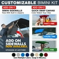 thumbnail image 3 of 3 Bow Bimini Tops for Boats, Fadeproof, Support Poles, Storage Boot, 600D Marine Canvas, Sun Shade Boat Canopy, Universal Boat Cover For Pontoon, V-Hull, Fishing, Bass Boat 54-60", Charcoal Gray, 3 of 7