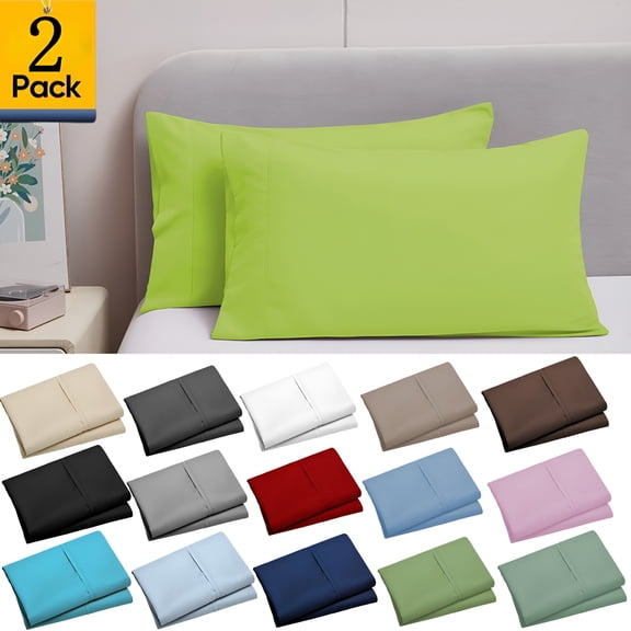 AUQ Queen Pillowcase Set - 2 Pack Brushed Microfiber 20X30 Pillowcases - Soft,Fade-Resistant,Pillow Covers with Envelope Closure Queen Size Pillow Cases- 20X23 Inches,Light Green