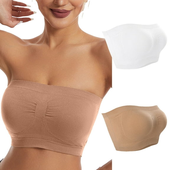 EOYWHK Seamless Bras for Women 2 Pack Ladies Traceless Comfortable No Steel Ring Breathable Gathering Bra Woman Underwear Tube Top