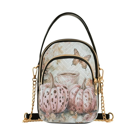 Cross Body Fashion Shoulder Waist Purse Bags Autumn Serenity with Pumpkins Pocket Handbags