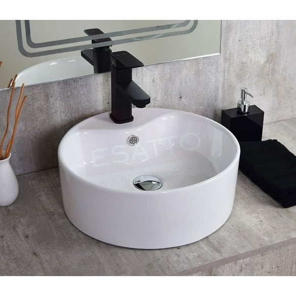 Kit Rondo NC ESSATTO Paquete De Precio Mejorado Con Lavabo Llave Negra Desagües Listo Para Instalar