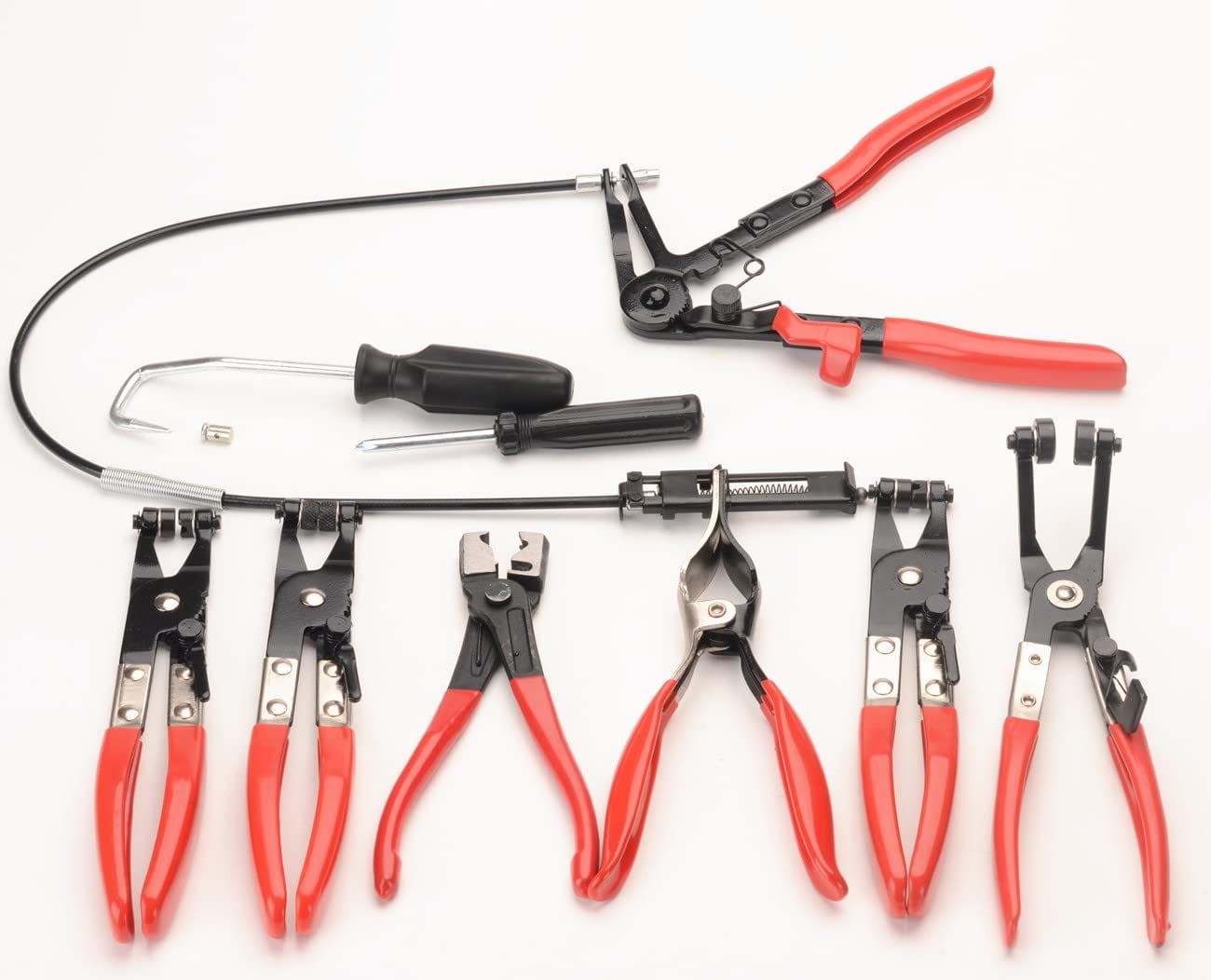 9PCS Hose Clamp Pliers Set, Long Reach Tool Remover for Automotive Radiator Water Hoses, with Case