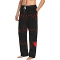 thumbnail image 2 of Uemuo Cardiogram and Heart Pattern Men's Wide Leg Palazzo Lounge Pants with Pockets Light Weight Loose Comfy Casual Pajama Pants-Small, 2 of 9