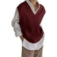 thumbnail image 5 of Sherrylily Women V Neck Sweater Vest Oversized Loose Knit Cable Sleeveless Sweater, 5 of 6