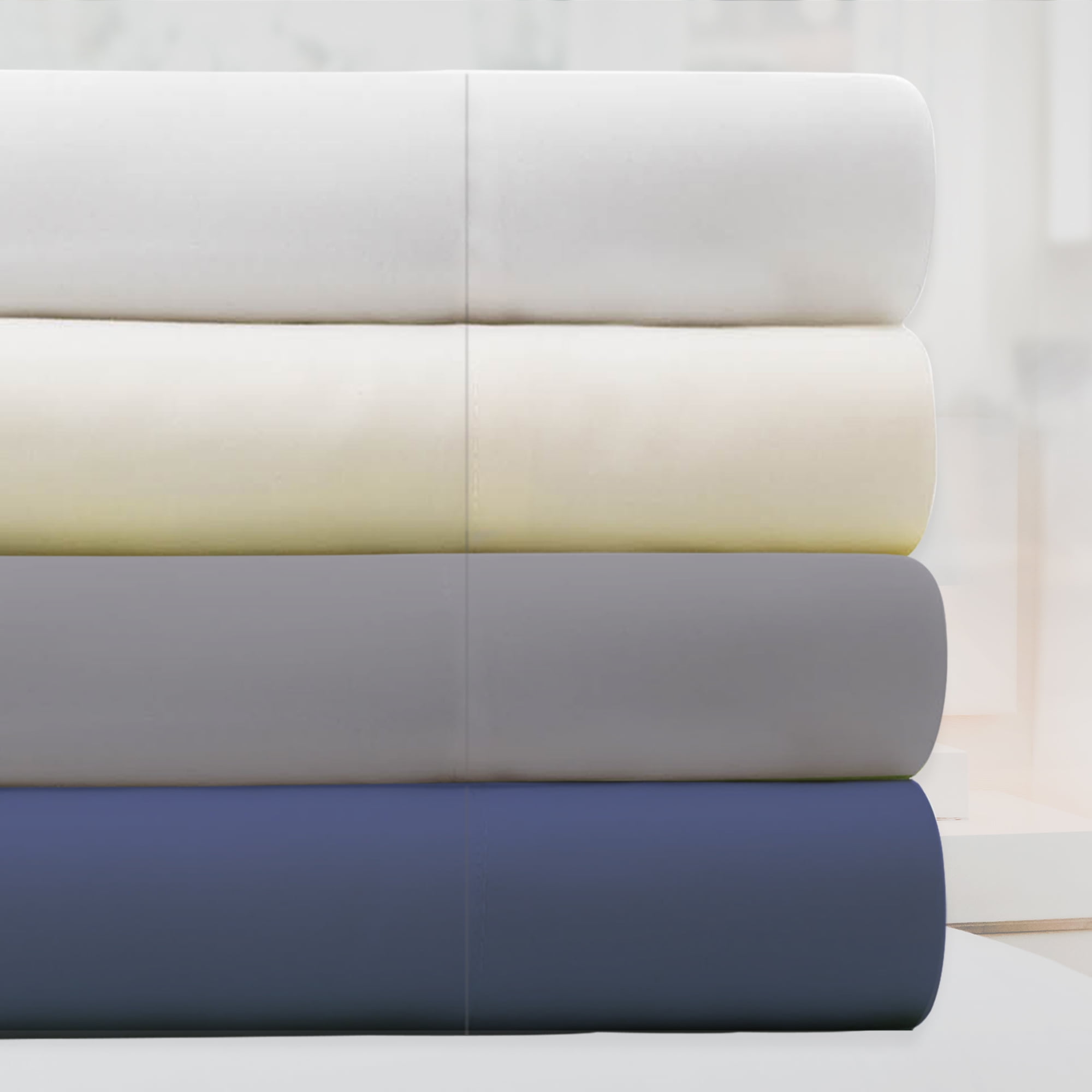 Purity Home Percale Weave Deep Pocket Organic Cotton Sheet Set Twin XL Navy