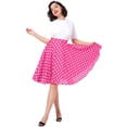 thumbnail image 6 of IBTOM CASTLE Women Pleated Vintage Skirt Floral Print A-Line Midi Skirts 50s Polka Dots Knee-Length Flared Swing Cocktail Party Dresses S Hot Pink - Polka Dots, 6 of 8