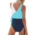 thumbnail image 4 of Sngxgn Swimsuit for Women Bathing Suits Front Cutout Adjustable Straps Ruched Swimwear(Blue,L), 4 of 7