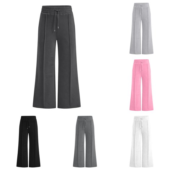 XIYON Pants for Girls Cozy Elastic Waist Wide Leg Pants Comfortable Loose Fit Casual Trousers for Everyday Wear Soft Breathable 13-14 Years