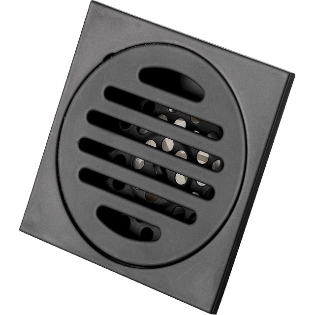 Desagüe de suelo para bañera, cubierta negra, desagüe extraíble para baño, ducha, inodoro cuadrado, colador de jardín, acero inoxidable a prueba de óxido