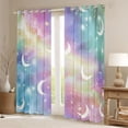 thumbnail image 2 of jejeloiu Galaxy Moon Stars Blackout Curtains Set of 2 (52x84 Each),Colorful Ombre Effect Window Curtains For Girls Teens, 2 of 6