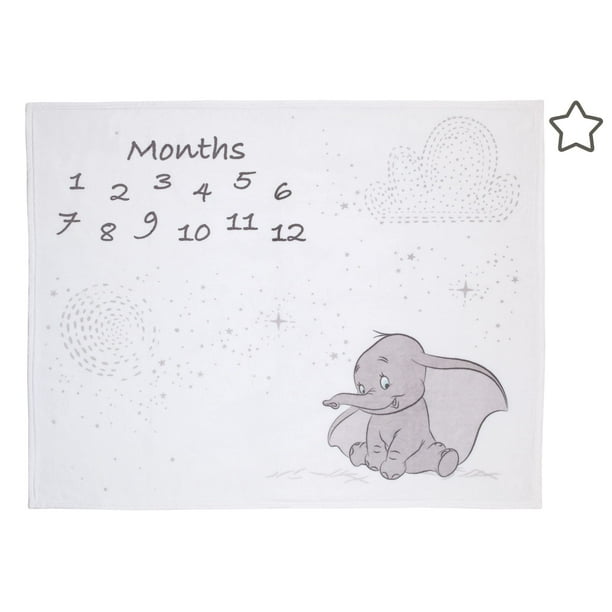Manta para bebé Disney Dumbo Super Soft Milestone blanco/gris