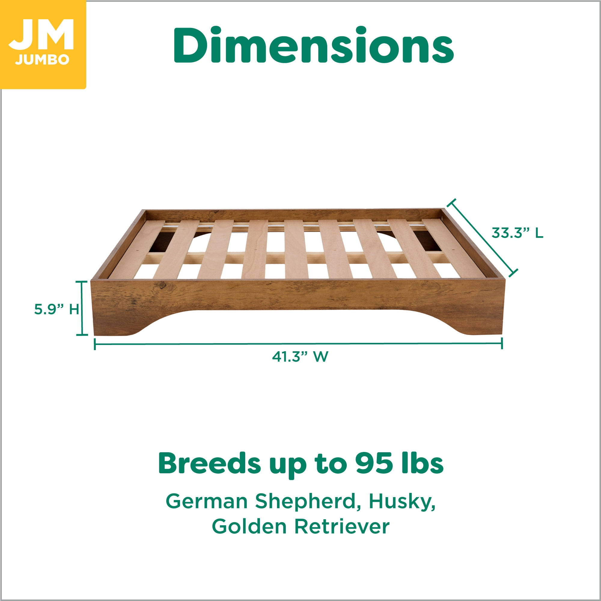FurHaven Elevated Dog Bed for Large Dogs, Mid-Century Modern Style with Flexible Slats & Non-Slip Pads for Comfort & Airflow, Easy Assembly, Raised Pet Bed, Jumbo, Dark Brown