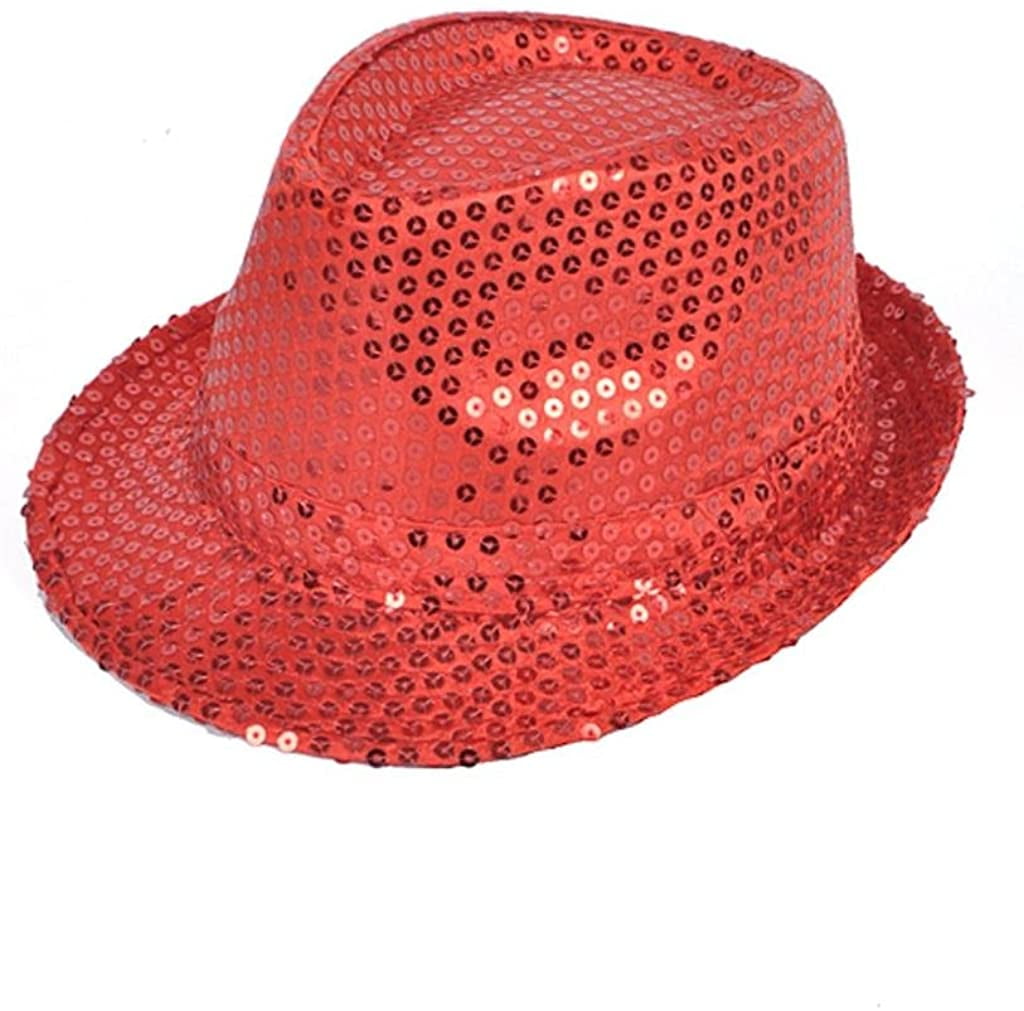 Purple Sewn Sequin Fedora Trilby Society Hat Lined Lightweight Red Hat Ladies 