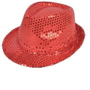 AK TRADING CO. Fashionable Unisex Sequined Fedora Hat - RED