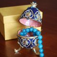 thumbnail image 5 of Boîte à Bibelots Œuf de Pâques Fabergé Boîte de Rangement Décorative en Cristal Peint à la Main Porte-Bijoux à Charnière, Collection Alexander Palace, Style Nevsky Romanov Collection (Bleu), 5 of 5