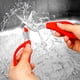 thumbnail image 3 of Tijeras de cocina CANARY Japanese de 7.5 pulgadas con cortador, rojas, 3 of 7