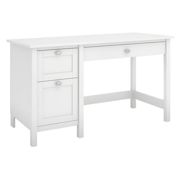 Scranton & Co Contemporary Wood Computer Office Desk with Storage in Pure White