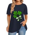 thumbnail image 2 of Pxiakgy Vente Chaude! T-Shirt Trèfle de la Saint-Patrick pour Femmes Chanceux Irlandais Manches Courtes T-Shirt Graphique Trèfle Mode Décontractée Col Rond Manches Courtes Imprimé Noir m, 2 of 6