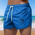thumbnail image 2 of Mens Swim Trunk Basketball Quick Dry 2 In 1 Bathing Suit Swimming Board Shorts Mesh Lining Blue L, 2 of 6