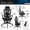 thumbnail image 4 of Techni Mobili Ultimate Reclining Ergonomic Mesh Office Chair with Lumbar Support and Footrest RTA-380C-BK, 4 of 11