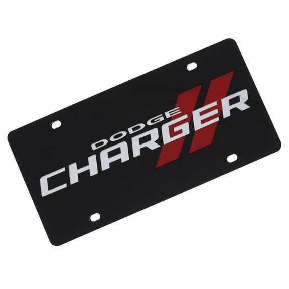 Dodge Charger Dual Logo License Plate (Black)