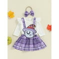 thumbnail image 5 of Michellecmm Baby Girls Skirt Set, Long Sleeve Romper Ghost Suspender Skirt Bow Headband Halloween Clothes, 5 of 9