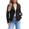 thumbnail image 2 of Women Faux Leather Jackets Suede Fall Fashion Outfits Winter Clothes Open Front Cropped Coat Outwear Black XL, 2 of 8