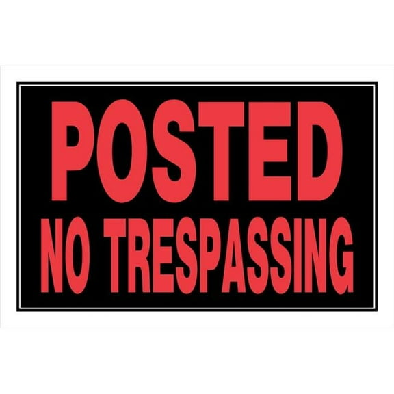 Hillman Group  8 x 12 in. Red & Black Plastic Posted No Trespassing Sign