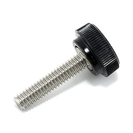 

X 3/4 Stainless Steel - Black Knurled Round Plastic - Standard/Coarse Thread - Length: 0.750 - Proudly Built In - Package Of (25)