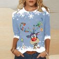 thumbnail image 1 of Hauts d'Été Mignons pour Femmes, Imprimé Décontracté de Noël, Manches Trois-Quarts, Col Rond, Blouses pour Femmes en Liquidation, 1 of 4