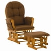 Glider & Ottoman in Oak Finish with Chocolate Cushion