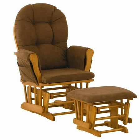 Stork Craft Custom Hoop Glider & Ottoman-Color:Chocolate Cushions,Finish:Oak Finish