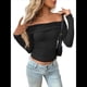 thumbnail image 1 of Blusas de Larga con Hombros Descubiertos para Mujer, Ajustadas, Fruncidas, Estilo Y2K, Conjuntos de Moda 2025 Negro XL, 1 of 9