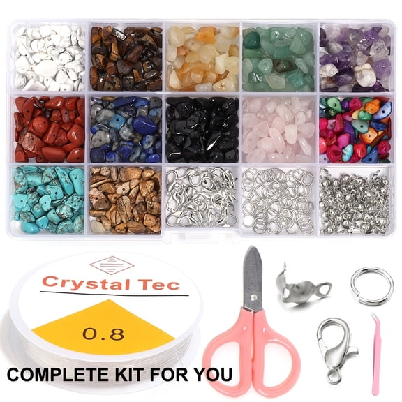 Natural Stone Beads Set for Jewelry Making - Assorted Colors & Sizes for Bracelets, Necklaces, and Bead Pen Crafts, Perfect for & Adults