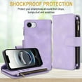 thumbnail image 6 of for iPhone 16E Crossbody Case Wallet with Card Slots - PU Leather Case RFID Blocking Zipper Pocket Lanyard Wrist Strap Shockproof Protective Phone Cover for iPhone 16E, Purple, 6 of 8