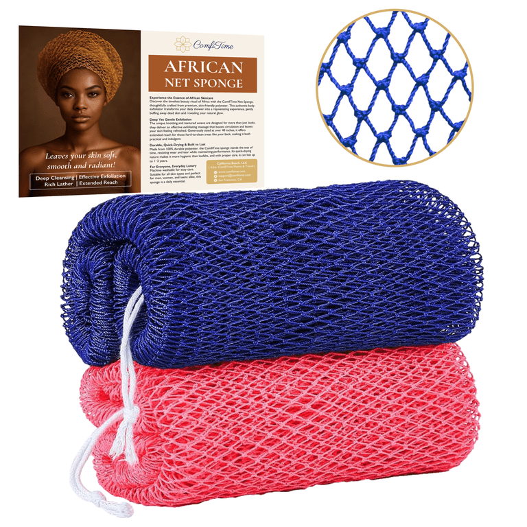 ComfiTime African Net Sponge, 2-Pack Blue/Pink photo 1