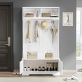 thumbnail image 3 of Noble House 72" Coat Rack,Entryway Shoe Cabinet & Hall Tree Multifunctional,White, 3 of 9