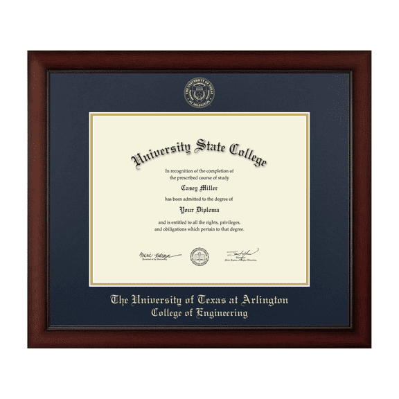 The University of Texas at Arlington College of Engineering Diploma Frame, Document Size 14" x 11"