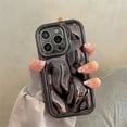 thumbnail image 3 of Glossy 3D Meteorite Texture Plating Silver Phone Case For iPhone 14 13 12 15 Pro Max 11 Camera Protective Metal Color Back Cover, 3 of 7