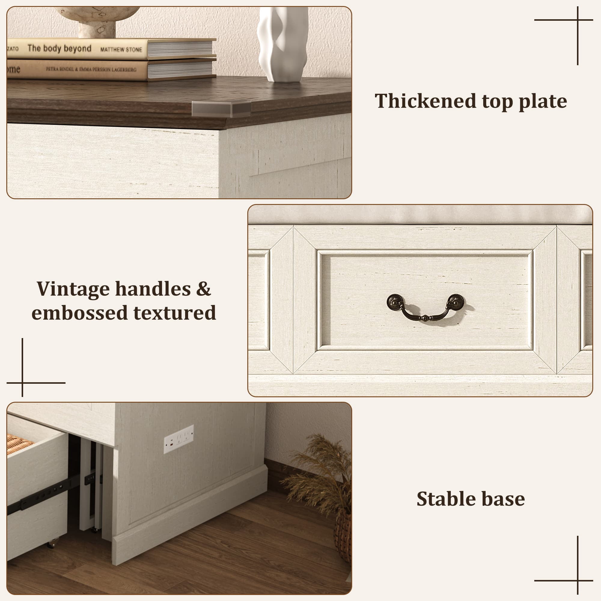 Queen Size Murphy Cabinet Bed with Large Drawer and Power Charging Station,Farmhouse Chest Bed for Living Room/Guest Room, No Wall Mounting Required