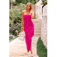 thumbnail image 3 of Vestido PRETTYGARDEN 2025 Largo sin Tirantes con Volantes Rojo Rosa Talle M, 3 of 8