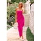 thumbnail image 3 of Vestido PRETTYGARDEN 2025 Largo sin Tirantes con Volantes Rojo Rosa Talle M, 3 of 8
