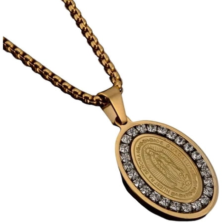 Fashion Pro Religious Chic Women Virgin Mary Oval Tag Pendant Necklace Jewelry Yellow Gold Silver Color Classic Chain Women Jewelry DANS02489[f637]