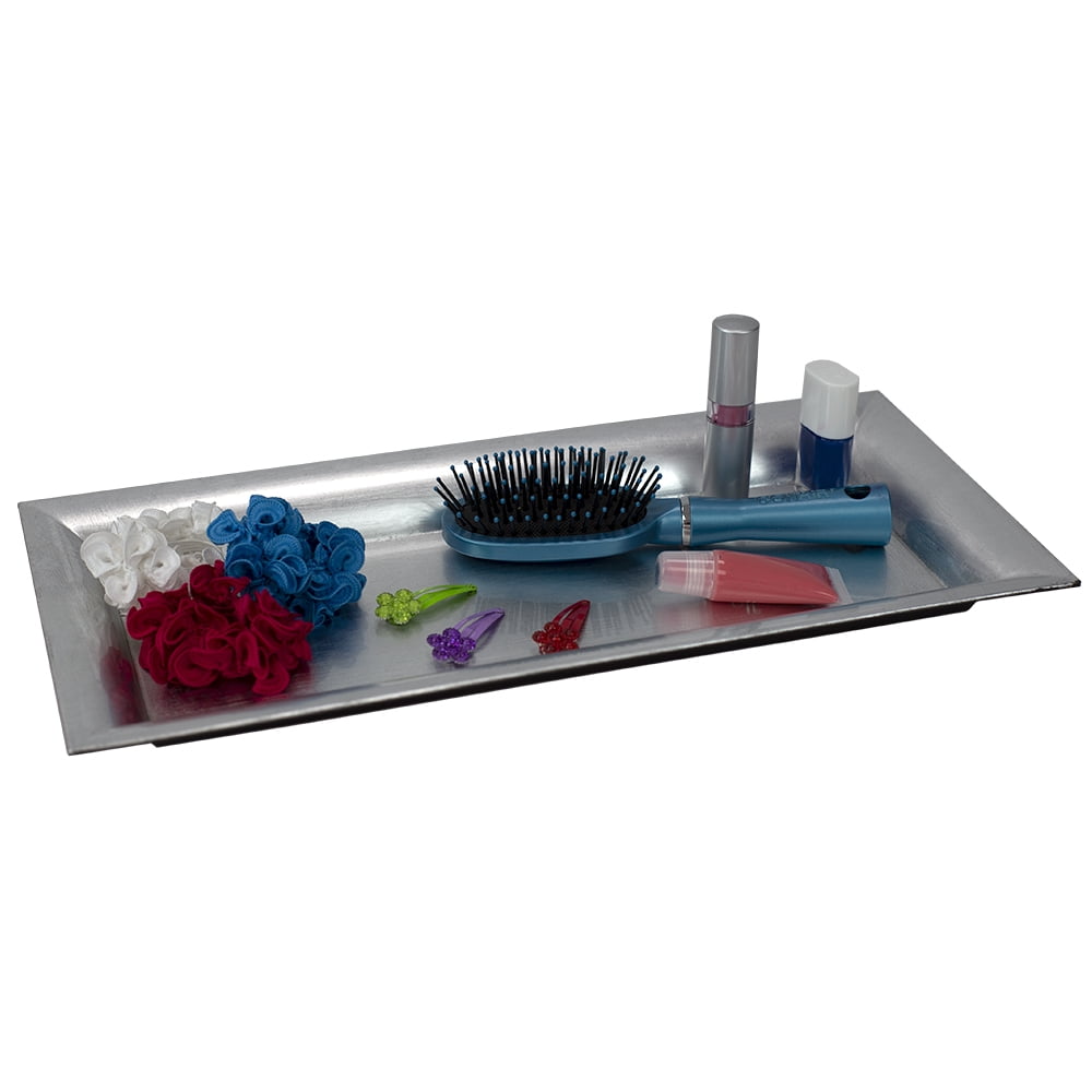 Home Basics Plastic Vanity Tray, Silver