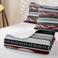 thumbnail image 4 of jejeloiu Bold Striped Bed Spread Queen,Fiesta Print Queen Coverlet Set For Boys,Red Gray,3 Pieces, 4 of 7