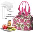 thumbnail image 4 of Pioneer Flower Floral Print Pattern Drawstring Lunch Bag Women - Drawstring Lunch Bag Insulated for Work Office - Stain-Resistant Large Lunchbags for Women with Multi-Pockets, 4 of 6