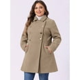 thumbnail image 2 of DARING DIVA Women's Plus Size Turn Down Collar Double Breasted A Line Coat 2X Light Brown, 2 of 6