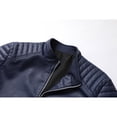 thumbnail image 5 of Men's Casual PU Leather Jacket Stand Collar Motorcycle Jacket Classic Versatile Top Fashion Trend Men's Wear, 5 of 12