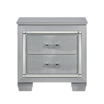 CoSoTower Glamourous Silver Finish 1PC Nightstand 2X Dovetail Drawers Faux Alligator Embossed Fronts Bedroom Furniture